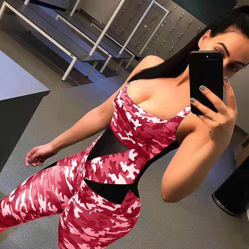 Illumino360Fitness Sexy Camouflage Halter Jumpsuit
