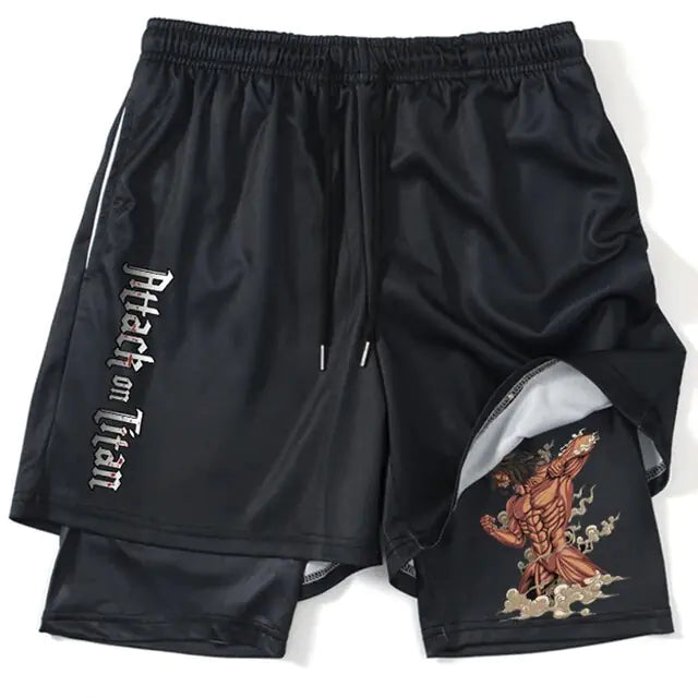 Pantalones cortos deportivos negros de anime