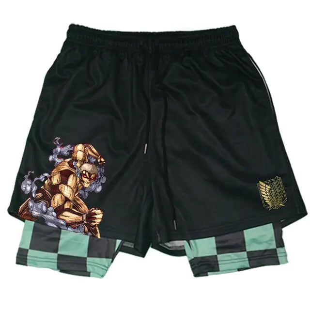 Pantalones cortos deportivos negros de anime