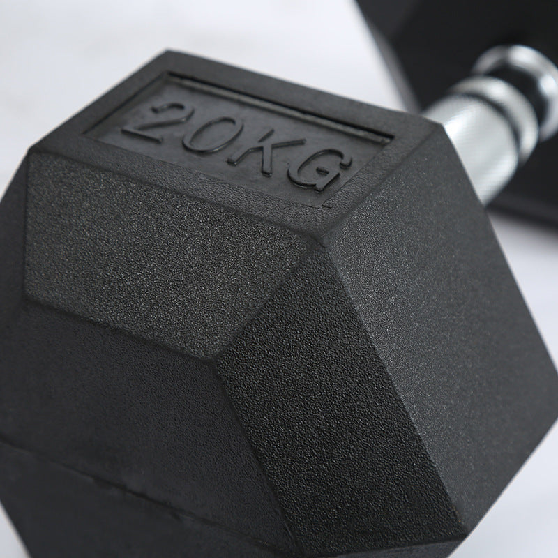 Mancuerna fija hexagonal de goma para fitness