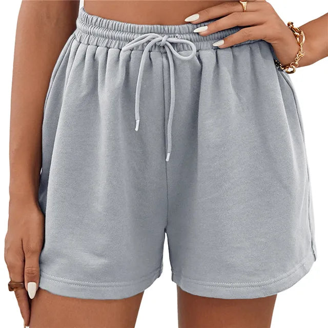 Pantalones cortos deportivos casuales para mujer con bolsillos
