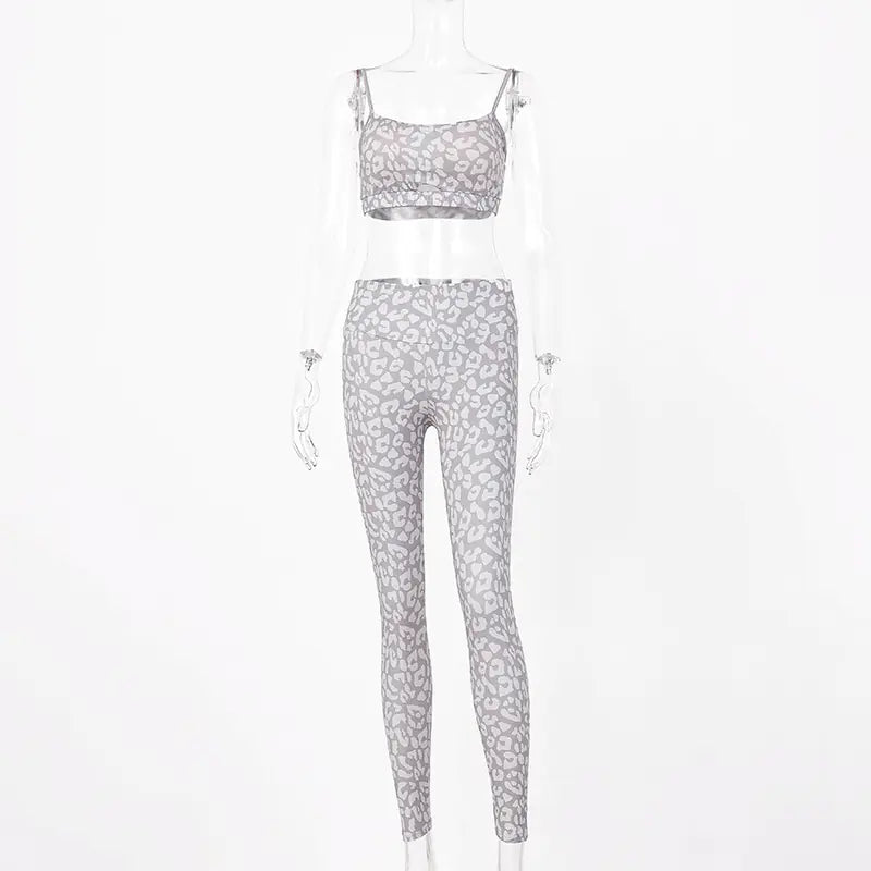 Printed Long Pants and Tank Yoga Set