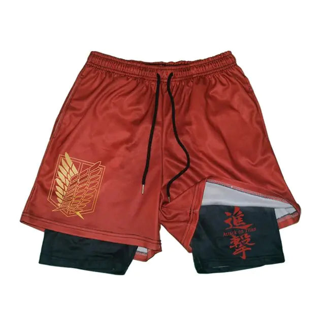 Pantalones cortos deportivos negros de anime