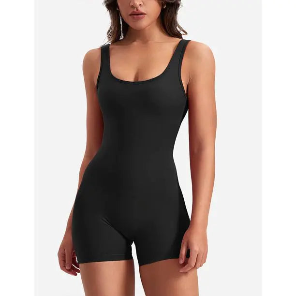 One Piece V Back Scrunch Butt Jumpsuit