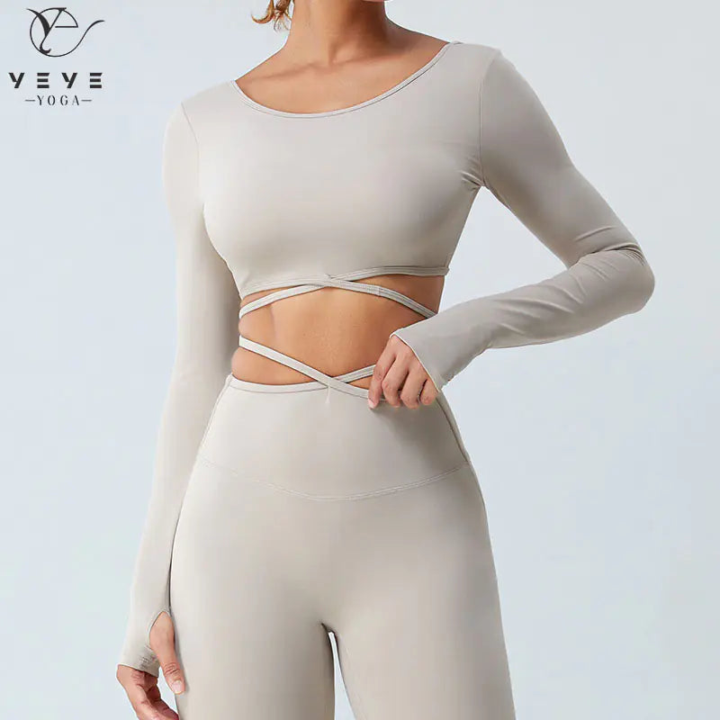 Camisetas deportivas de manga larga 2 en 1 para mujer