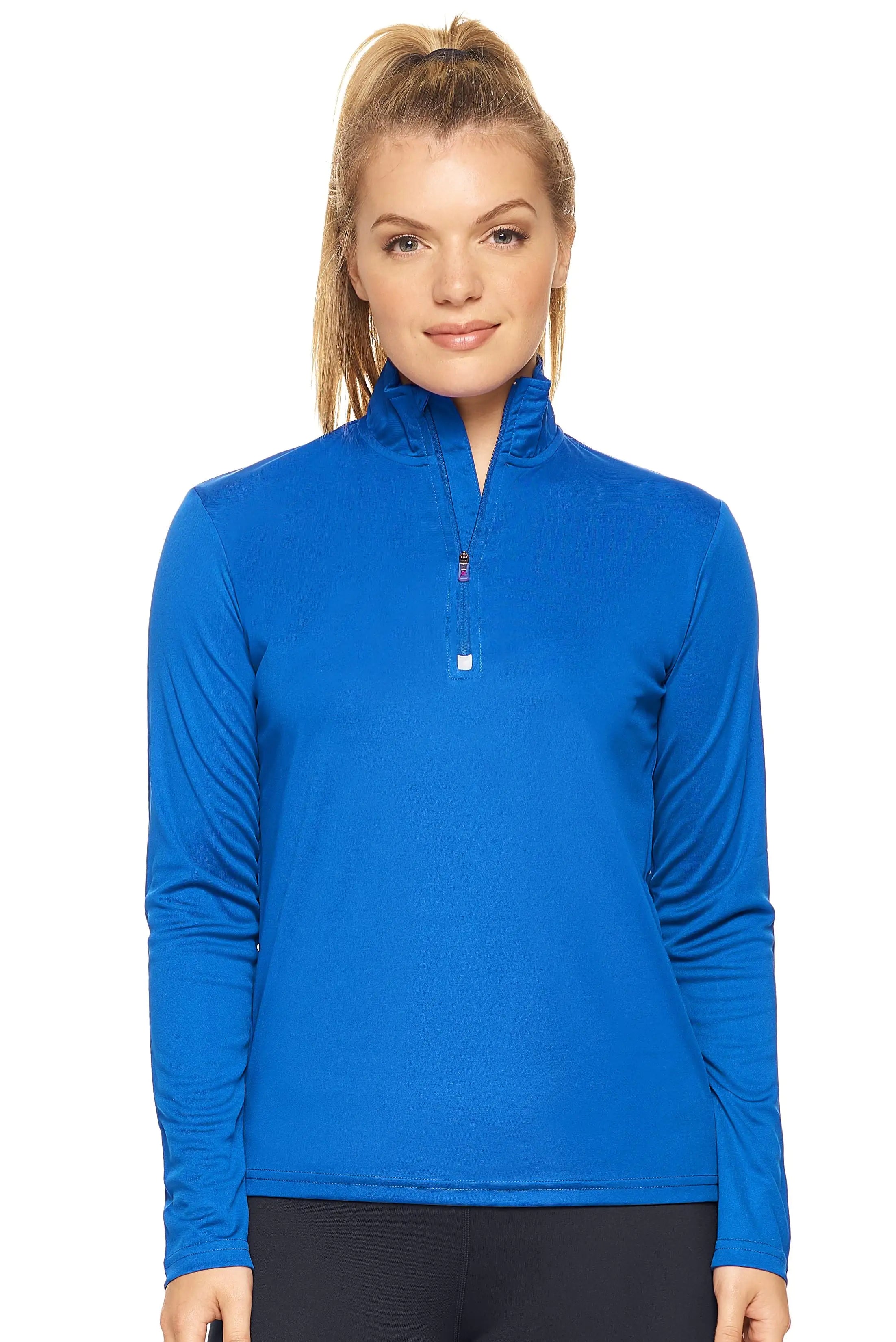 Camiseta de entrenamiento con cremallera de un cuarto Dri Max para mujer