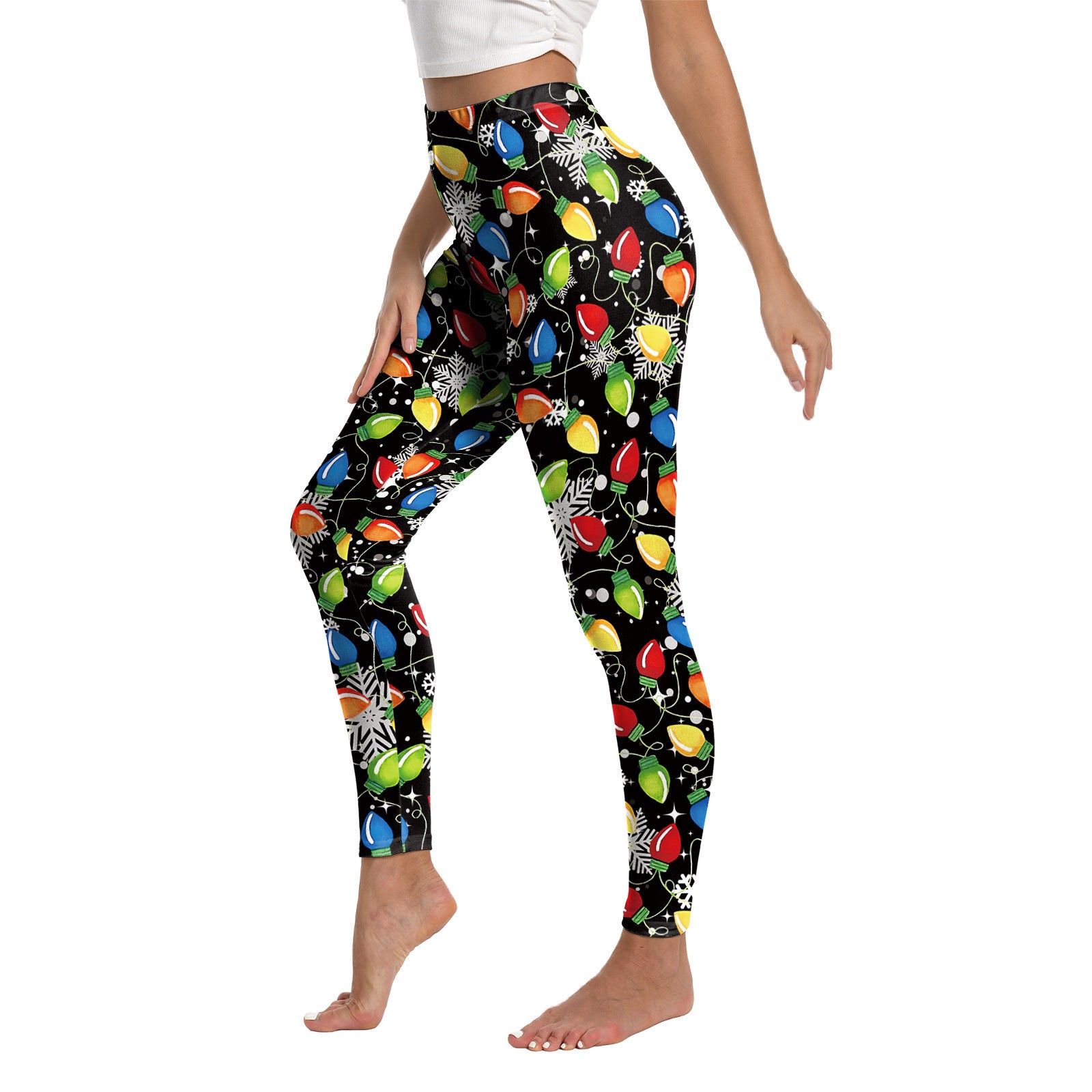 Leggings elásticos con estampado navideño para mujer