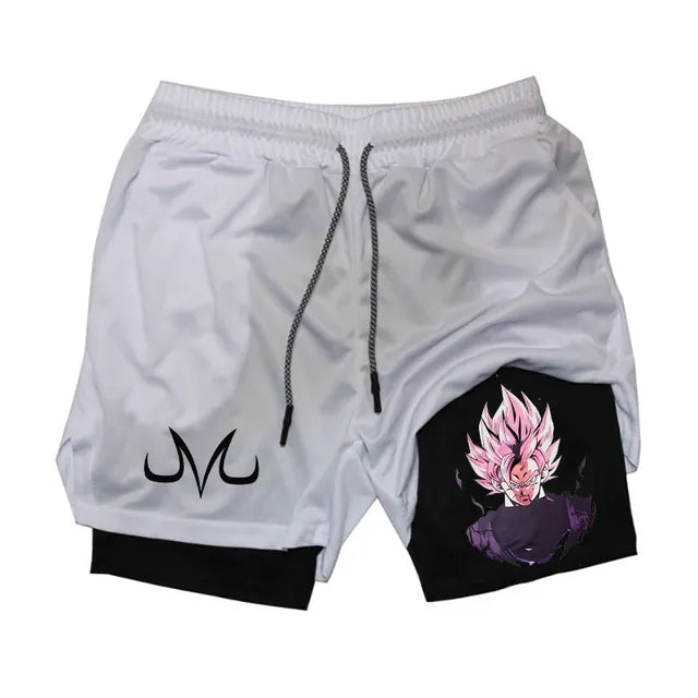 Pantalones cortos deportivos 2 en 1 de Anime para hombre