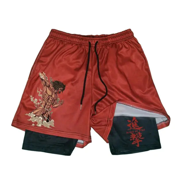 Pantalones cortos deportivos negros de anime