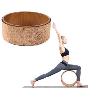 Rodillo de yoga con rueda trasera de corcho, entrenamiento y práctica de yoga