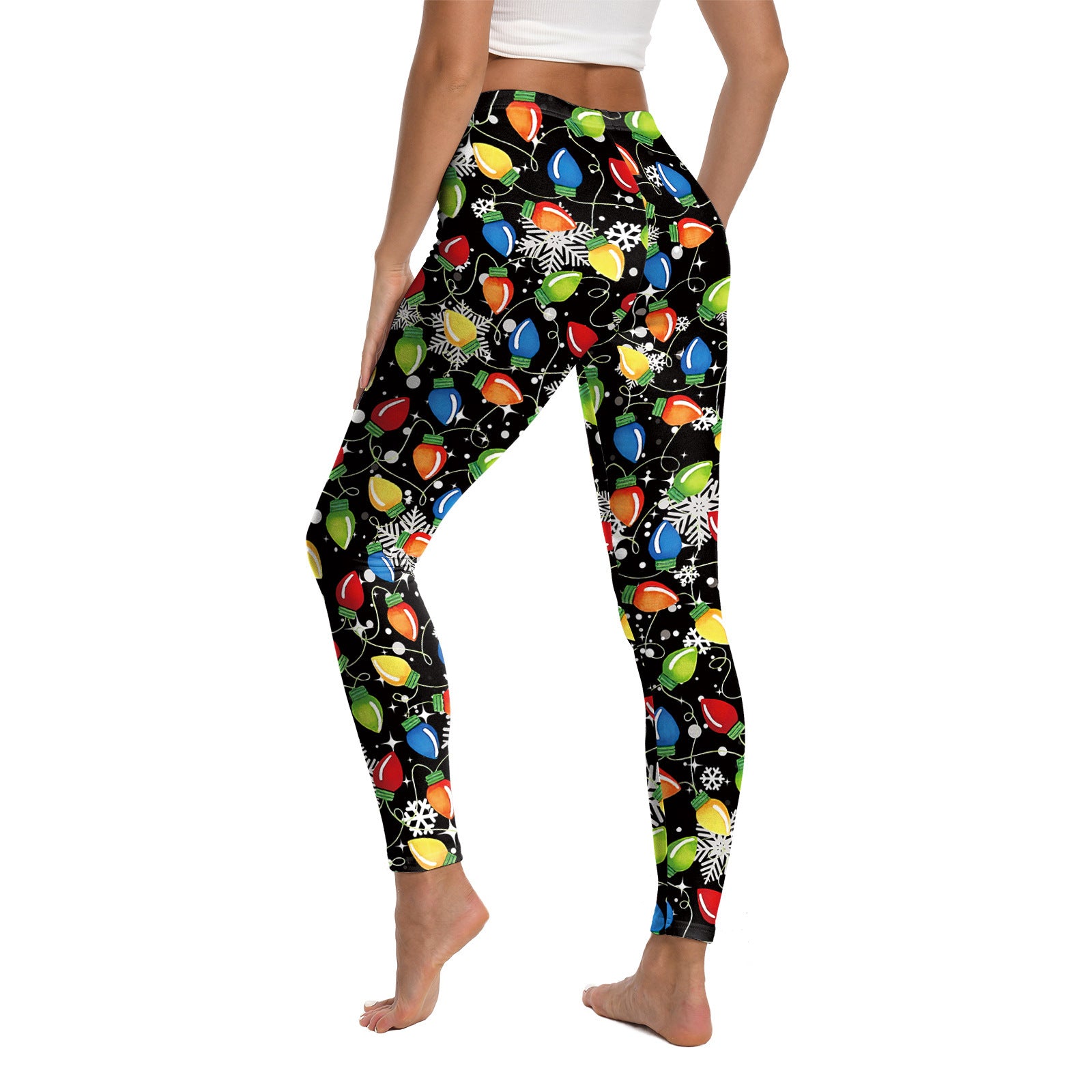 Leggings elásticos con estampado navideño para mujer