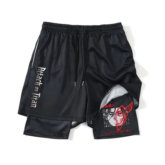 Pantalones cortos deportivos negros de anime