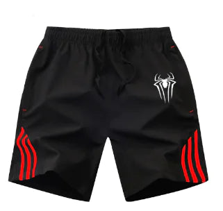 Men's Web-Slinging Athletic Shorts with Three Stripes