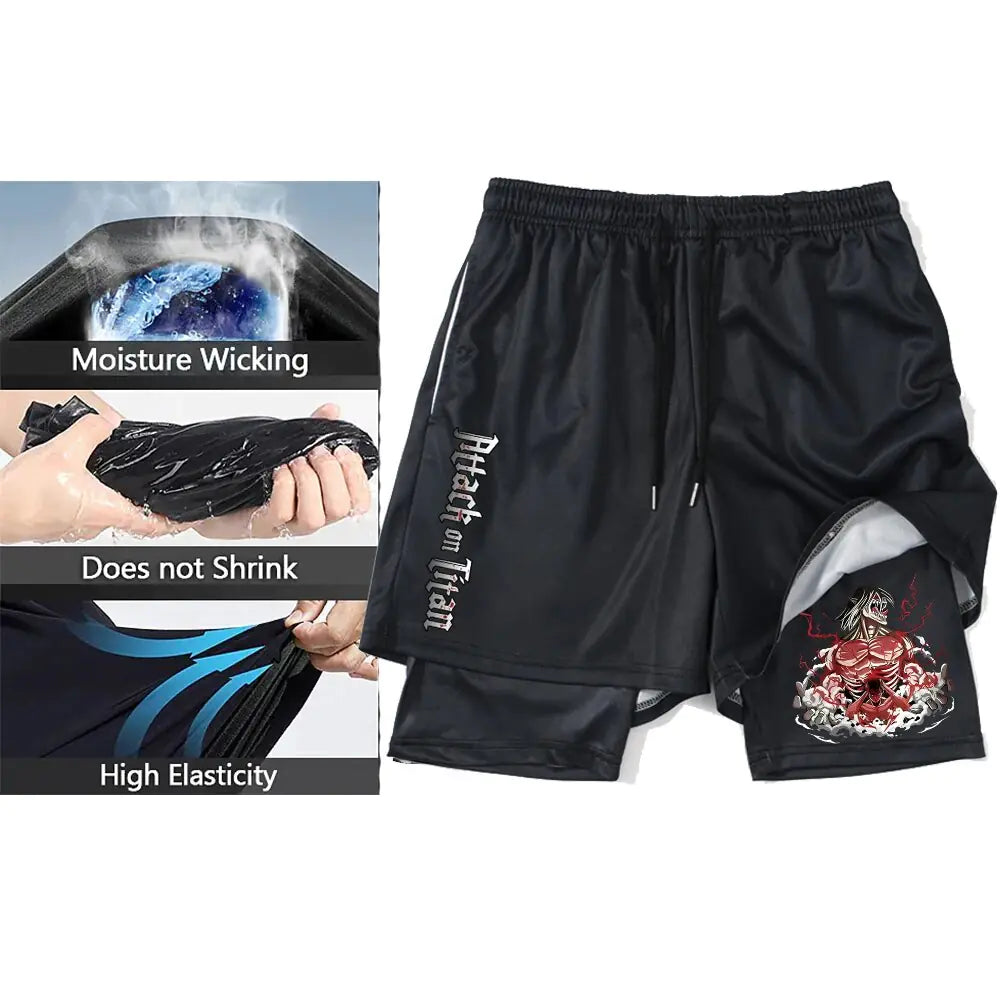 Pantalones cortos deportivos negros de anime