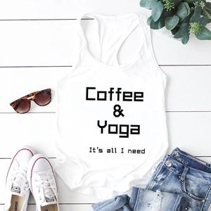 Coffee, Yoga, Wine: Women's Funny Racerback