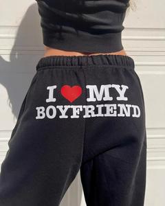 Printed " I Love my Boyfriend" Sweatpants