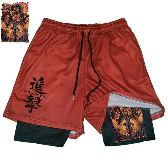 Pantalones cortos deportivos negros de anime