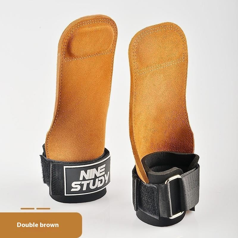 Guantes de fitness de piel de vaca gruesa de tres capas con soporte para la palma para dominadas, para hombres y mujeres