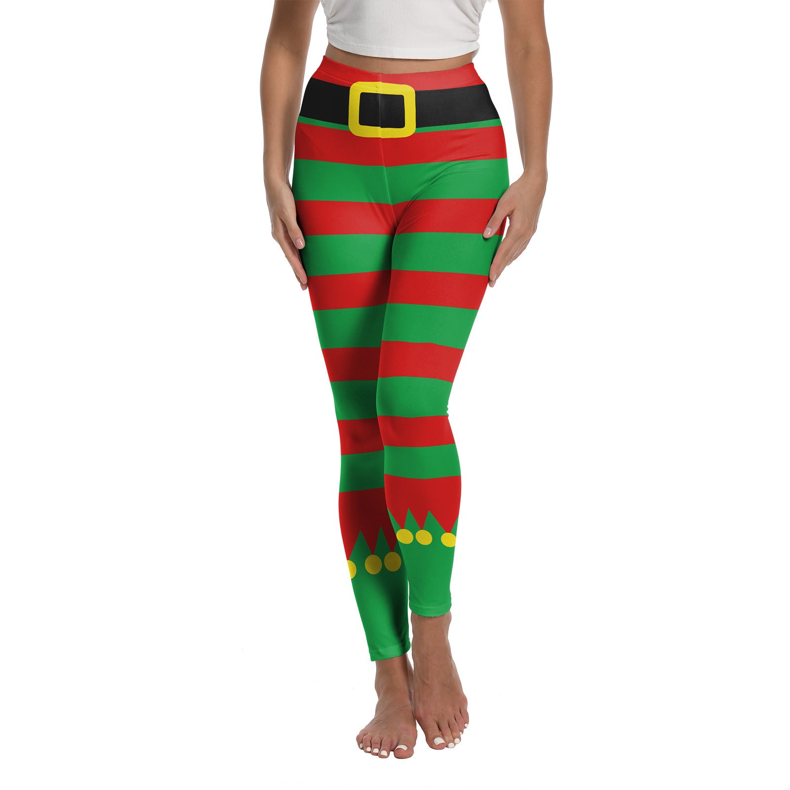 Leggings elásticos con estampado navideño para mujer