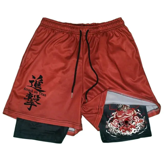Pantalones cortos deportivos negros de anime