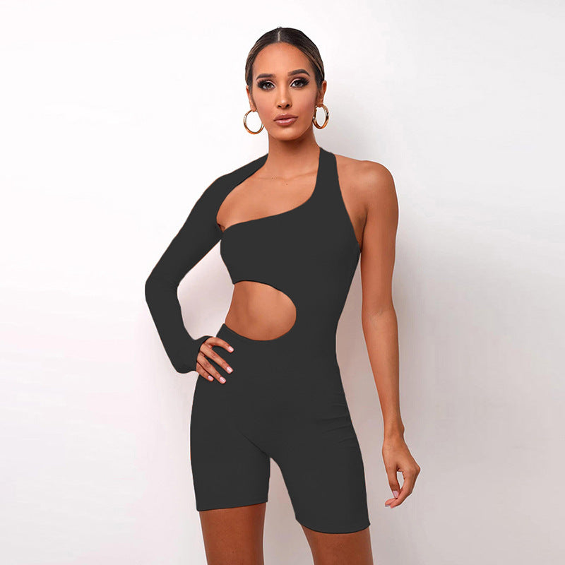 Conjunto de 2 piezas de top y pantalones cortos con hombros descubiertos para yoga