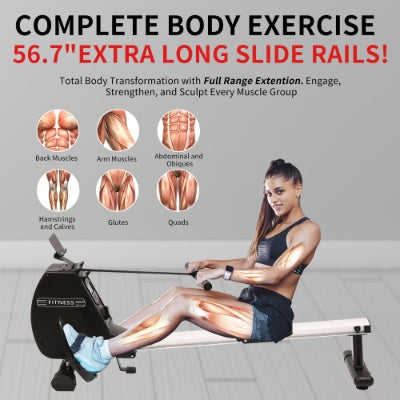 Máquina de remo plegable con capacidad de peso de 264 libras para gimnasio en casa