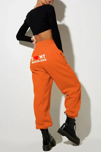 Printed " I Love my Boyfriend" Sweatpants
