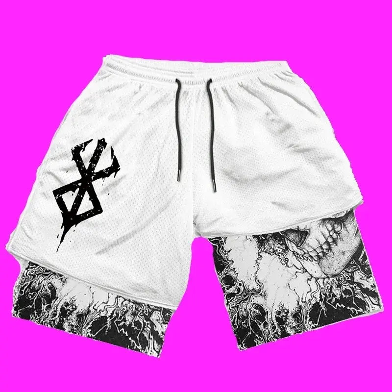 Illumino360Fitness Y2K Men’s Anime Gym Shorts