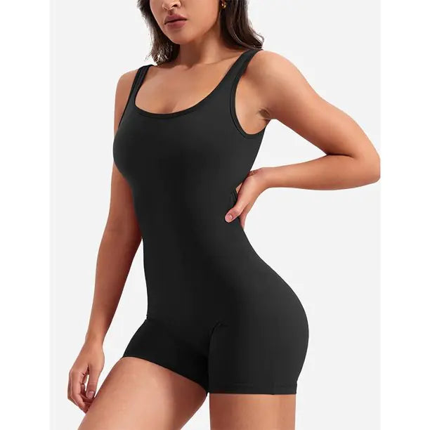 One Piece V Back Scrunch Butt Jumpsuit