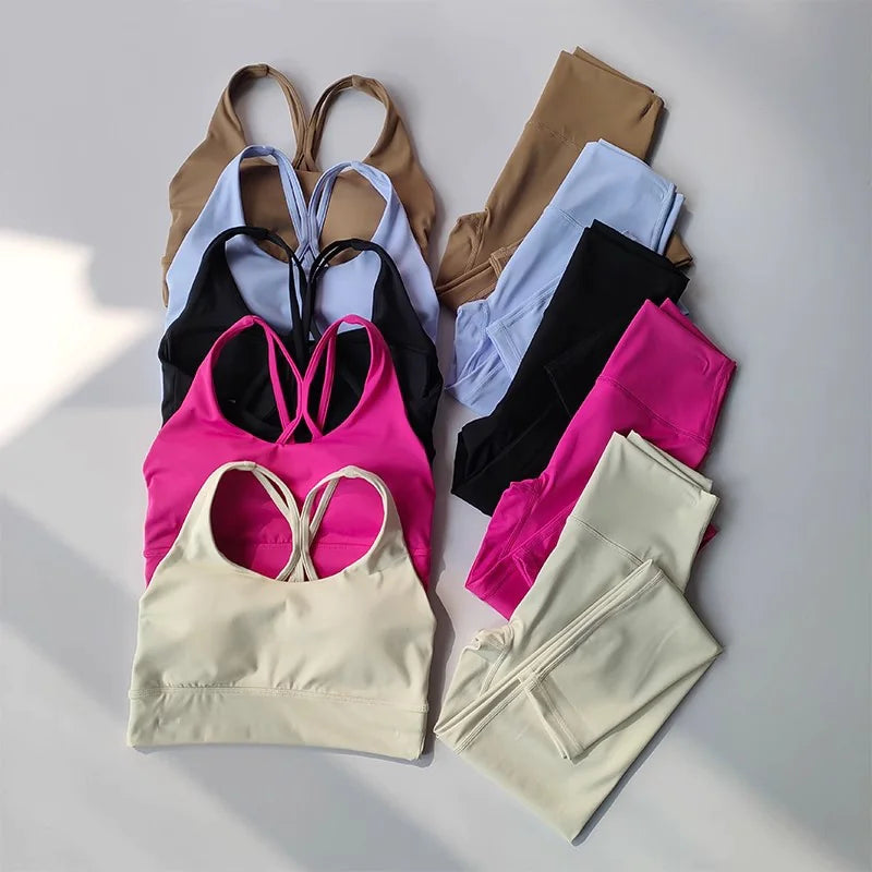 Premium Women's Yoga Set with Push-Up Sports Bra