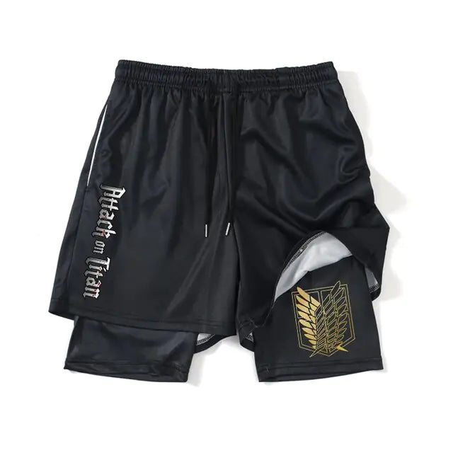 Pantalones cortos deportivos negros de anime