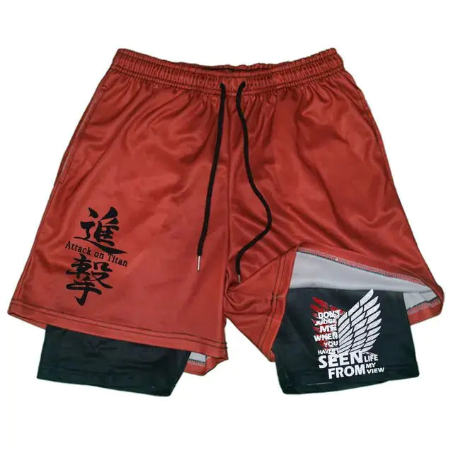 Pantalones cortos deportivos negros de anime