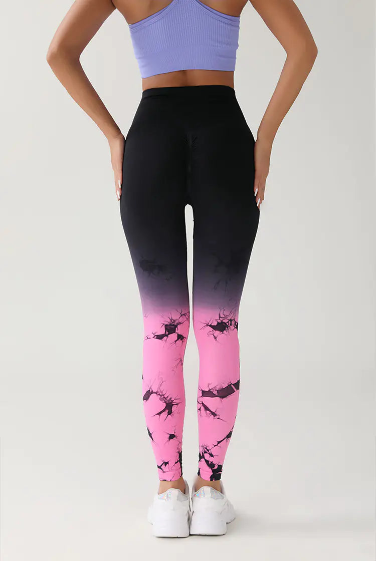 Gradient Tie-Dye Seamless Yoga Running Pants for Women