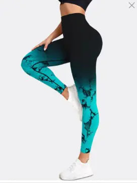 Gradient Tie-Dye Seamless Yoga Running Pants for Women