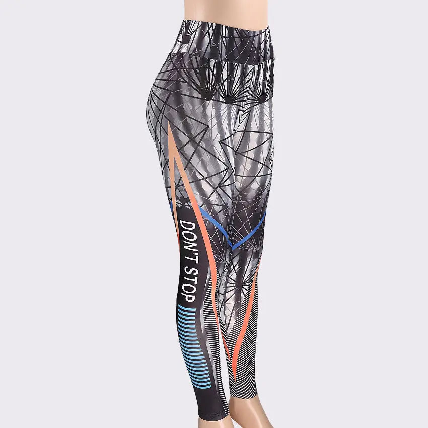 "Don't Stop Printed Yoga Pants - High Waist Leggings"