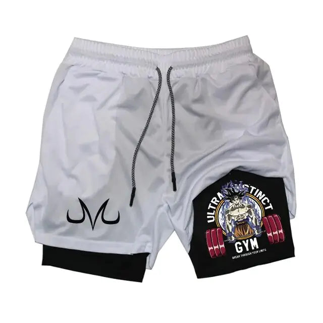Pantalones cortos deportivos 2 en 1 de Anime para hombre