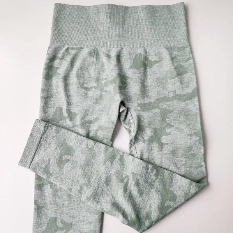 Leggings de cintura alta sin costuras con estampado de camuflaje