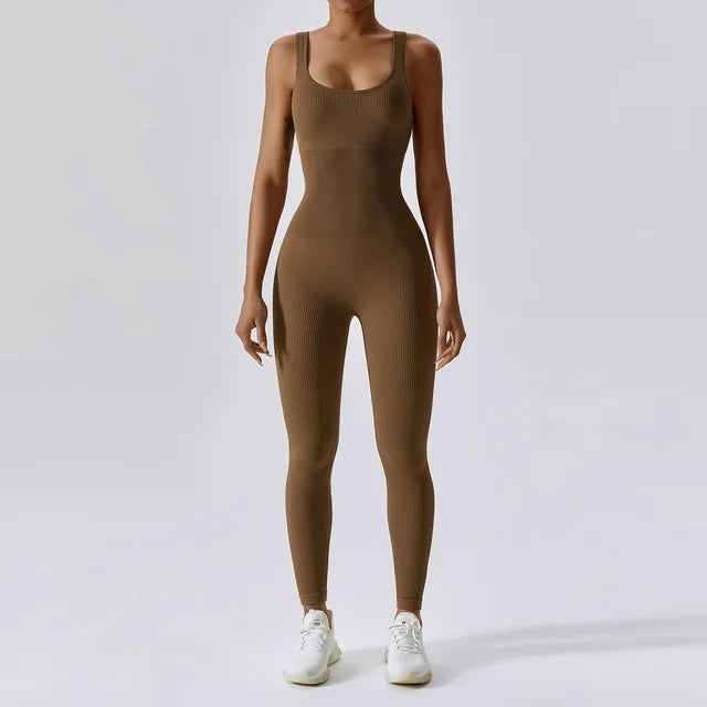Traje de yoga de una pieza sin costuras