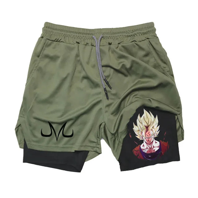 Pantalones cortos deportivos 2 en 1 de Anime para hombre