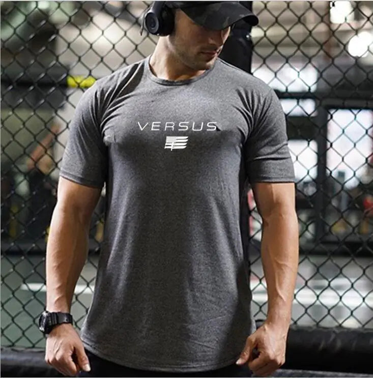 Men's Muscle Fitness T-Shirt - Casual Sports Round Neck