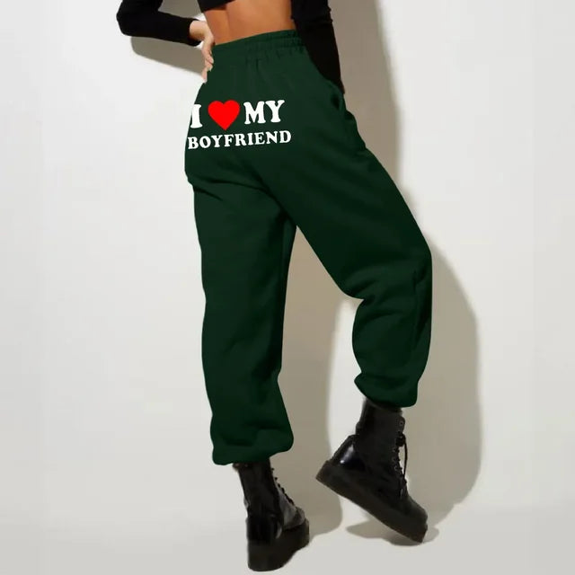 Printed " I Love my Boyfriend" Sweatpants