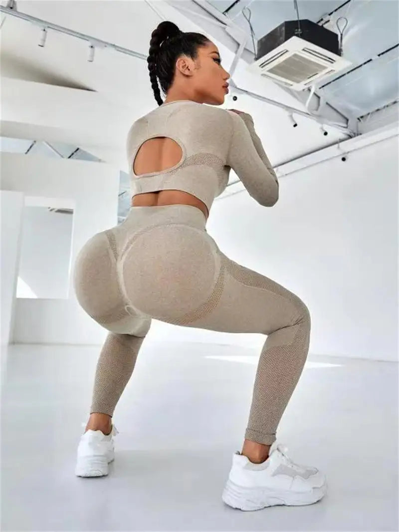 Leggings de cintura alta sin costuras de 2 piezas
