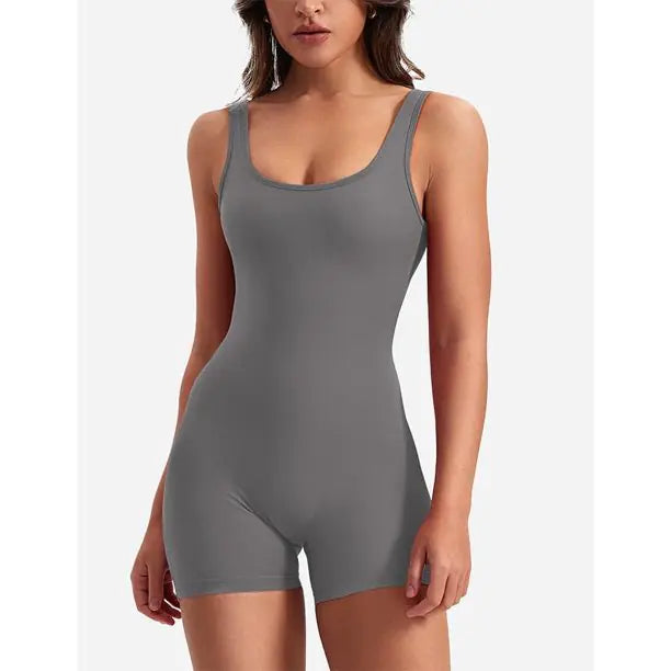 One Piece V Back Scrunch Butt Jumpsuit