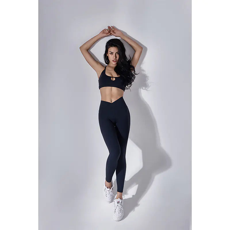 New Illumino360Fitness Solid Color Sports Bra and High-Waist Yoga Set