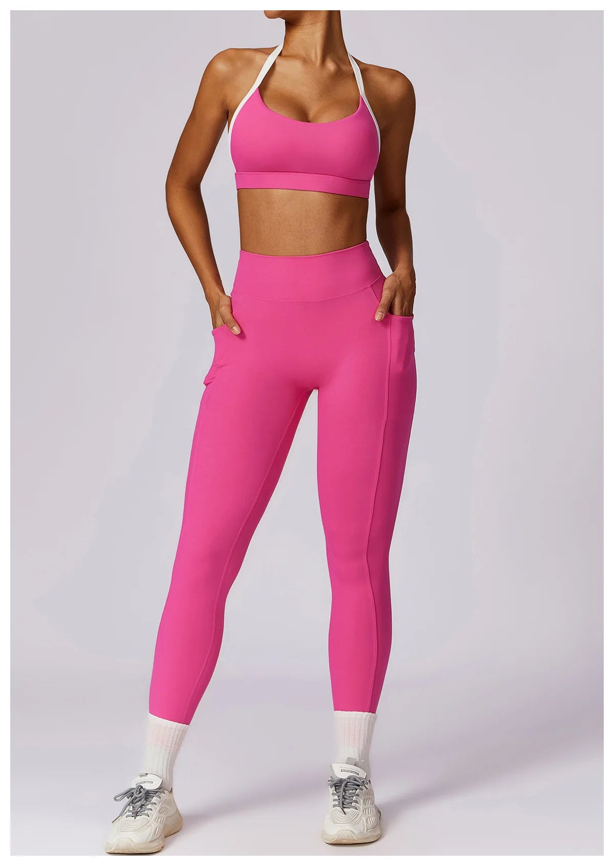 Conjunto de 2 piezas para gimnasio, para mujer, para entrenamiento, sin espalda, para yoga