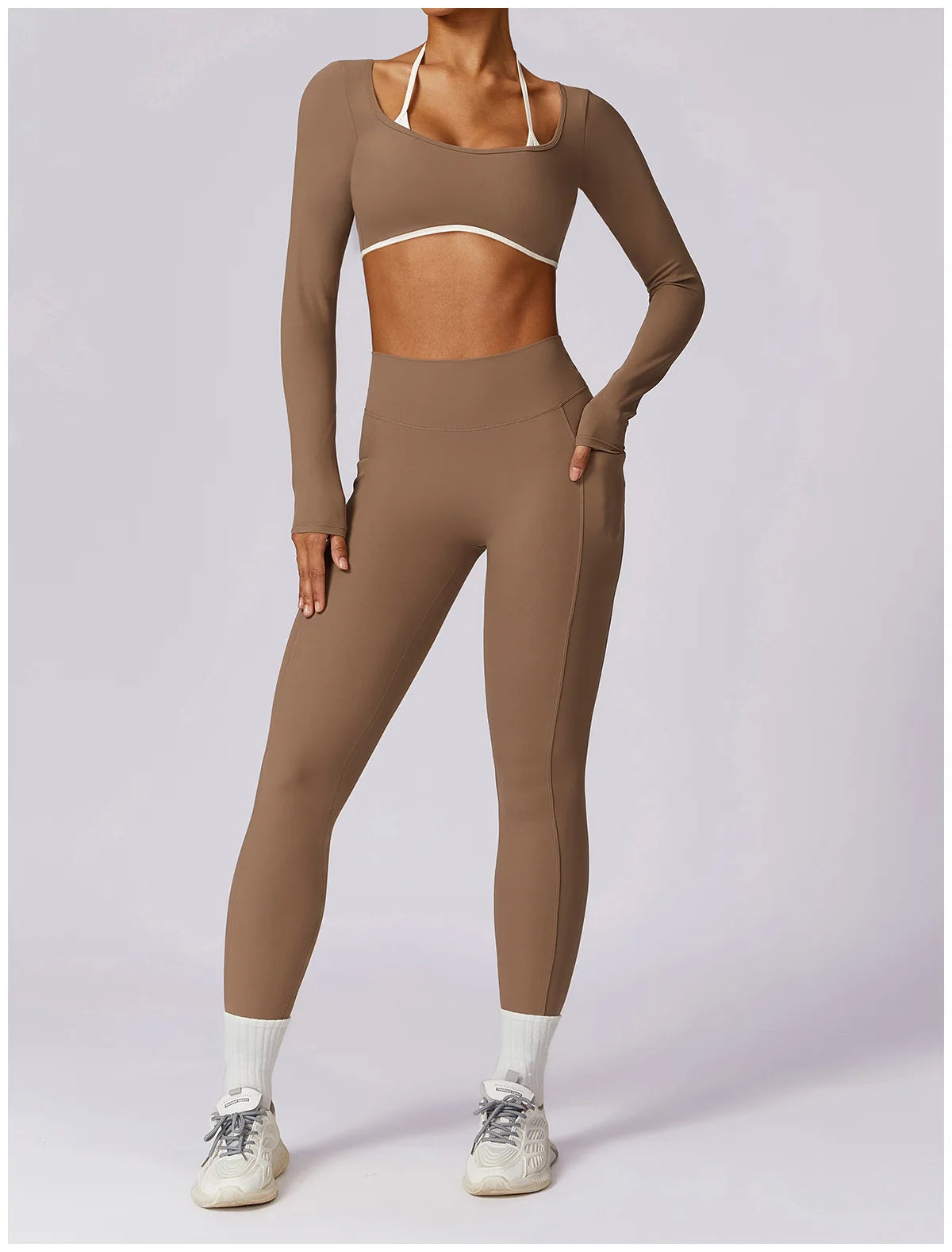 Conjunto de 2 piezas para gimnasio, para mujer, para entrenamiento, sin espalda, para yoga