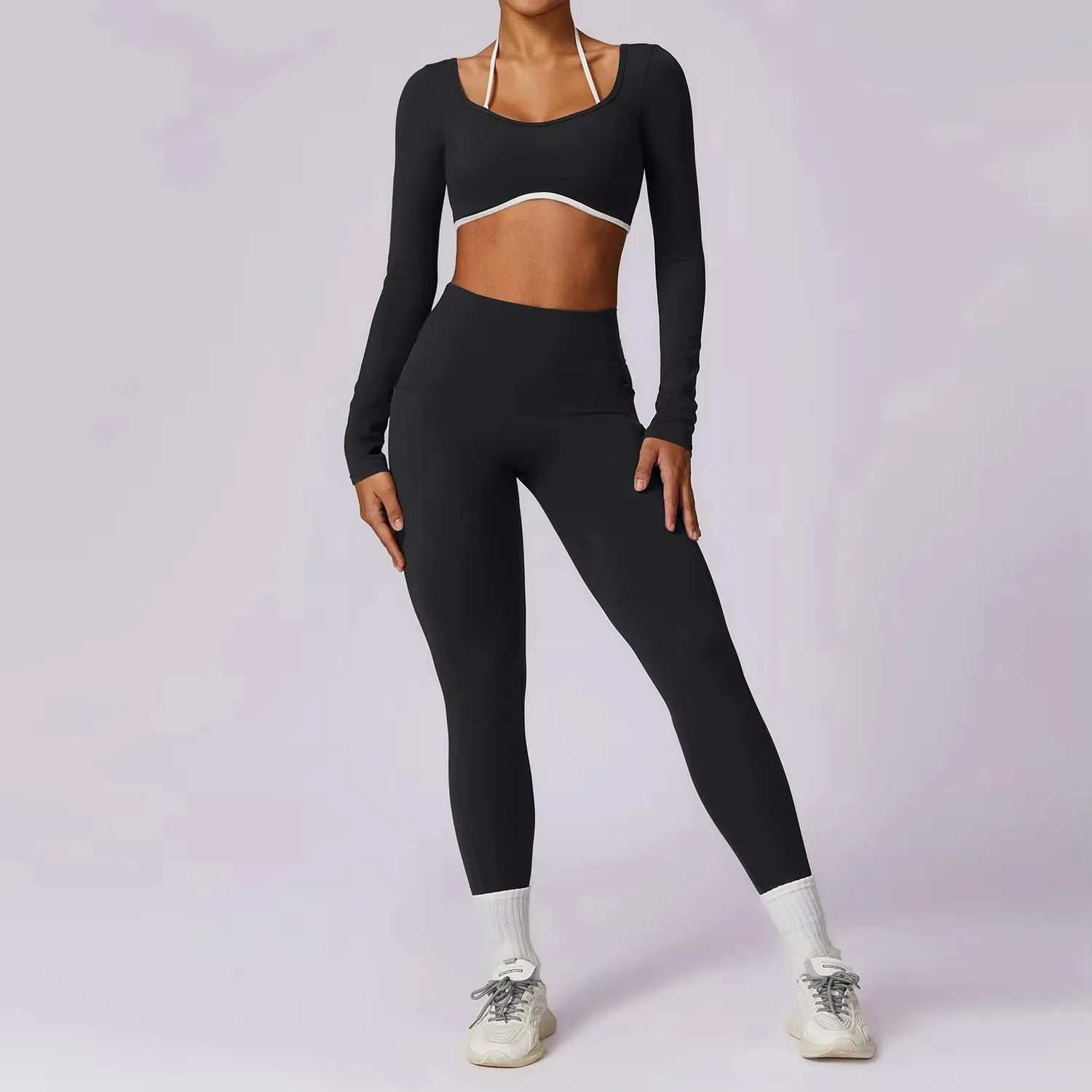 Conjunto de 2 piezas para gimnasio, para mujer, para entrenamiento, sin espalda, para yoga