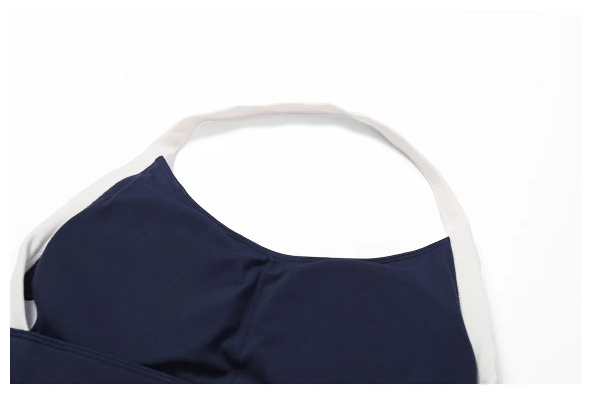 Conjunto de 2 piezas para gimnasio, para mujer, para entrenamiento, sin espalda, para yoga