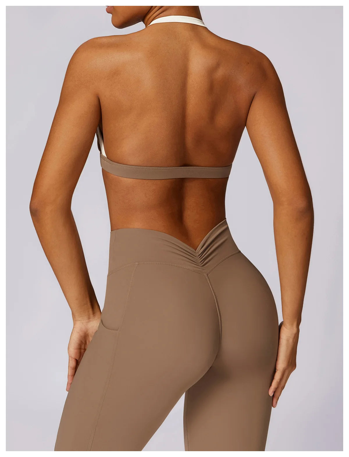 Conjunto de 2 piezas para gimnasio, para mujer, para entrenamiento, sin espalda, para yoga