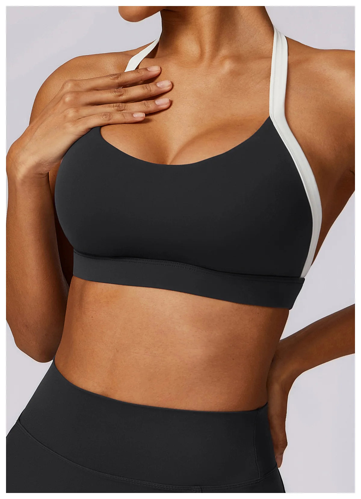 Conjunto de 2 piezas para gimnasio, para mujer, para entrenamiento, sin espalda, para yoga